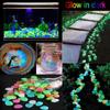 200Pcs Glow In the Dark Garden Pebbles For Sidewalk Garden Terrace Lawn Garden Patio Fish Tank Aquarium Decoration Glow Stone