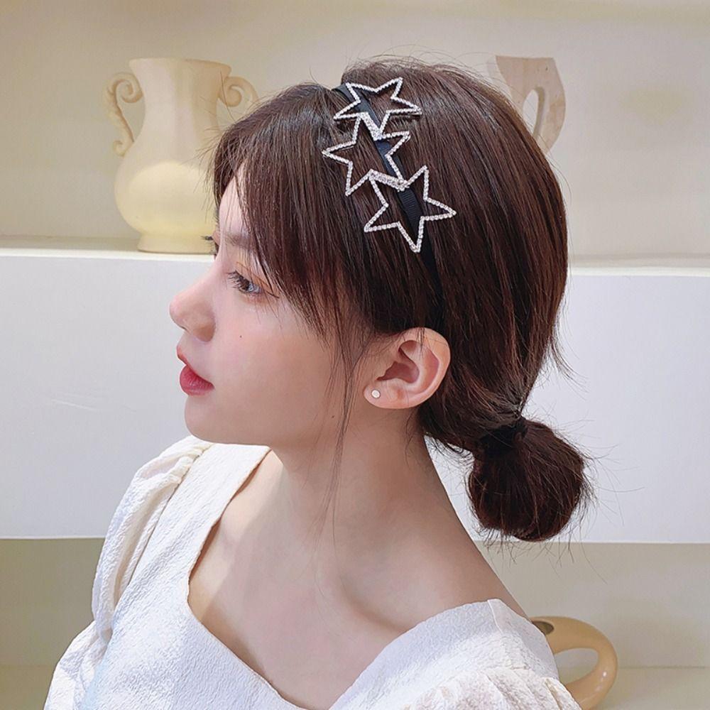Y2K Star Headband Hollow Pentagram Star Hair Hoop Fairy Pentagram Hairband Party