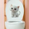 Реалистичная милая наклейка на сиденье унитаза с котенком, декор для ванной комнаты, самоклеящаяся, съемная декаль