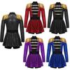 Girls Circus Ringmaster Costume Long Sleeve Tassel Epaulet Shiny Sequins Dress Jumpsuit Halloween Dance Performance