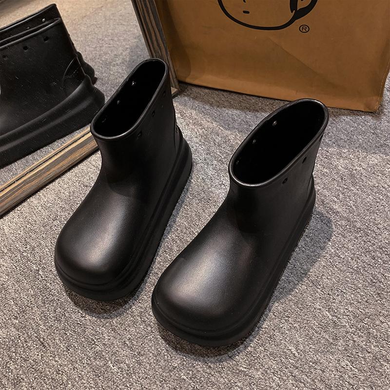 Сапоги из плотного непромокаемого материала женские водонепроницаемые сапоги галоши женские дождевые туфли уличные дождевые туфли толстые подошвы водонепроницаемые женские дождевые туфли