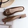Женские тапочки с открытым носком, летние повседневные пляжные туфли с квадратной пряжкой, женская модная пляжная обувь на плоской подошве на низком каблуке Sandalias De Mujer