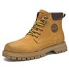 Теплые Новые Плюшевые Меховые Зимние Мужские Брендовые Желтые Уличные Ботинки Ковбойские Ботинки на Шнуровке Кожаные Ботинки для Мотокросса Модные Нескользящие Мужские Ботильоны
