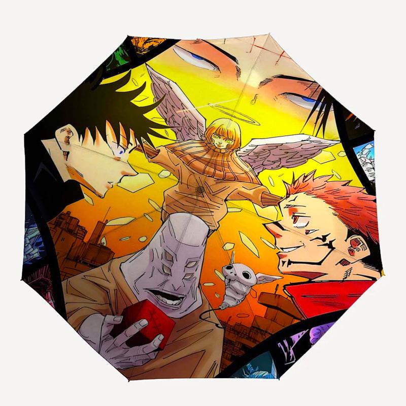 1 шт. Уличный зонт Jujutsu Kaisen - Автоматическое открытие/закрытие, Портативная 3-складная конструкция с 8-реберным железным каркасом - Идеальный подарок для фанатов, путешественников, на каждый день