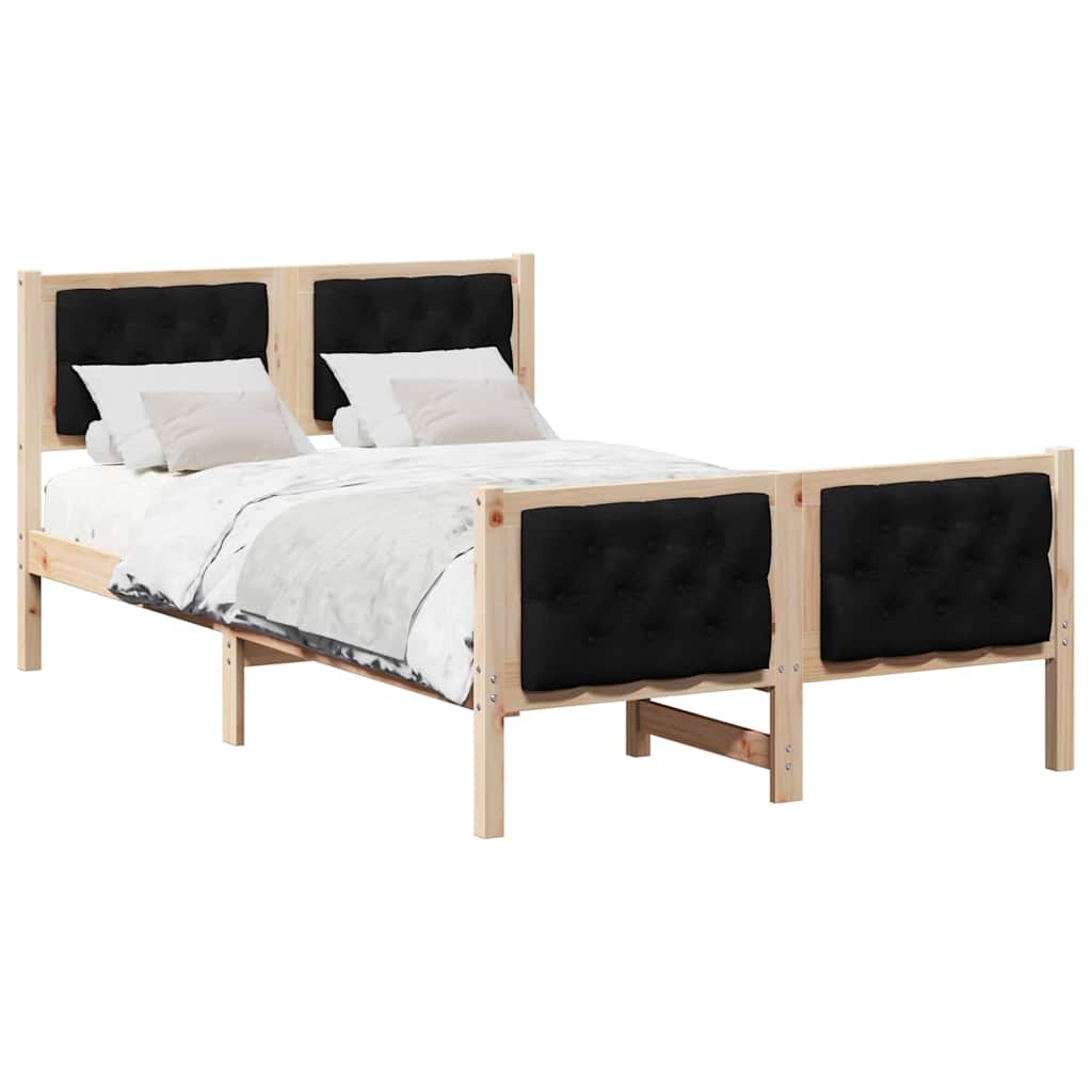 Bed Frame Black 120 x 190 cm Solid Pine Wood