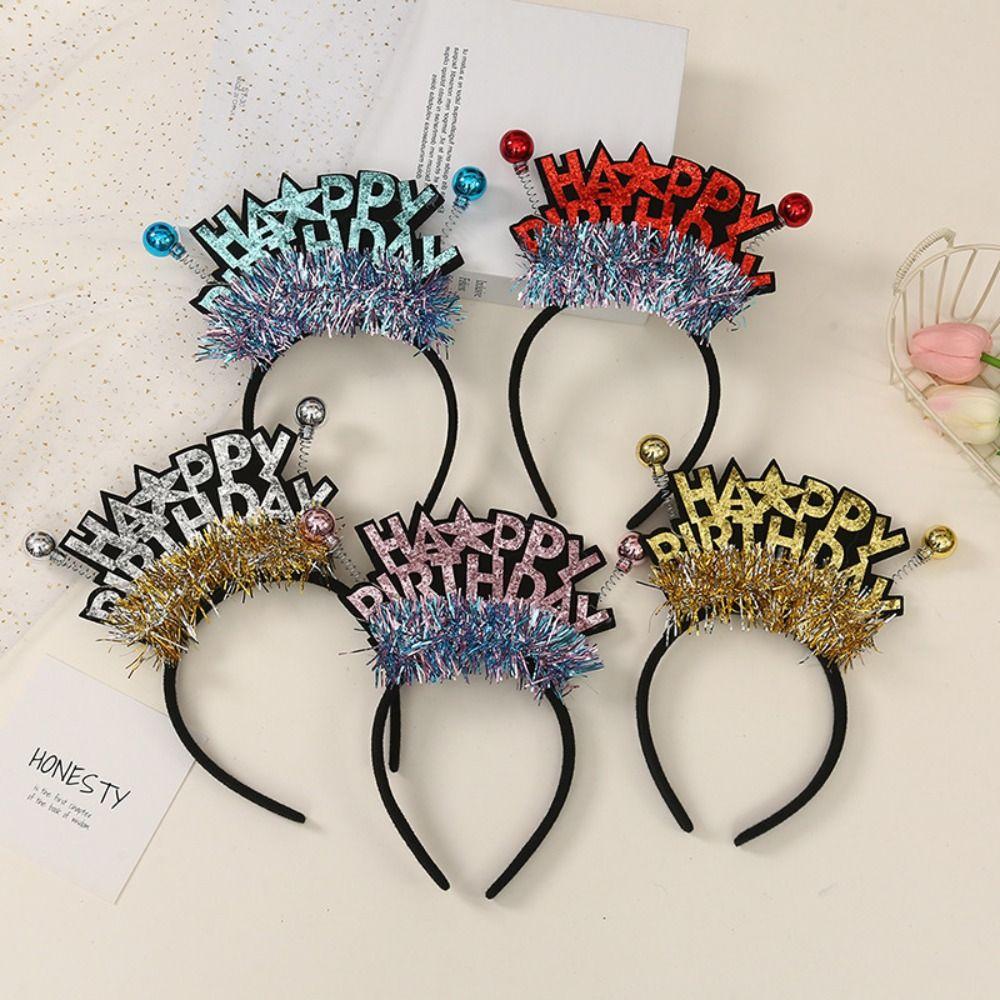 Plastic Ball LED Light Hair Hoop Letter Children Birthday Hair Bands Happy Birthday Headband  Girls