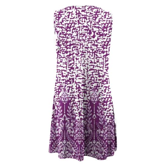 Женское мини-платье без рукавов в стиле бохо с круглым вырезом и принтом, короткое платье-майка, летнее повседневное пляжное свободное платье-сарафан