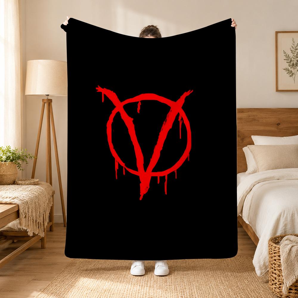 V for Vendetta Movie Throw 240g flannel blanket, suitable for sofas, beds, offices,  exquisite gift blankets