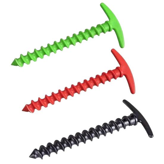 10Pcs Plastic Screw-in Tent Stake, Heavy Duty T-shaped Canopy Tent Peg, Windproof Spiral Ground Stake for Outdoor Camping Hiking Garden