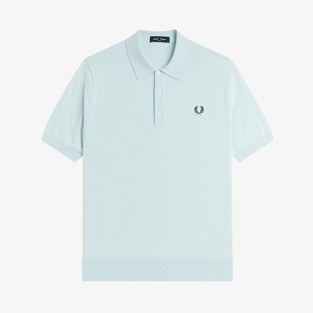 FRED PERRY [Sharp] Short Sleeve Cotton Knit Shirt - Light Ice Afpm2619725-R30
