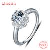 Lindon Classic 925 Sterling Silver Zircon Ring Ladies Jewelry Wedding Promise Party Gift