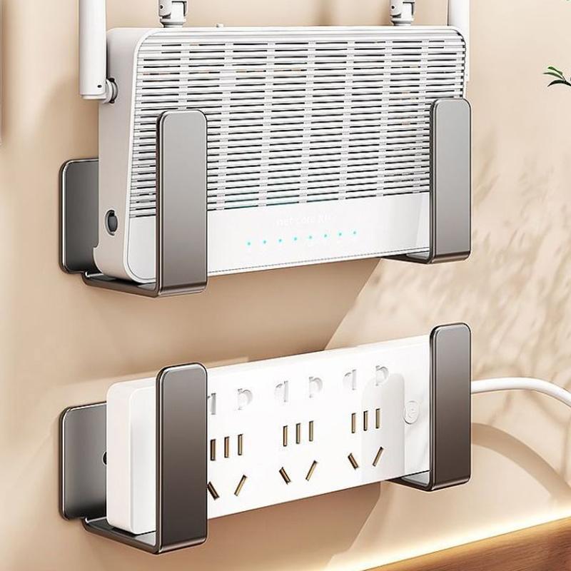 2/4/6Pcs Wall Mount Router Power Strip Holder No Drill Router Placement Rack Optical Modem Set-Top Box Bracket Storage Hook
