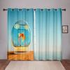 Плотные 2 шт., 90% затенение, Золотая рыбка, море, океан, пляж, затемненные оконные занавески с животными для спальни, гостиной, ванной комнаты, кухни, двери