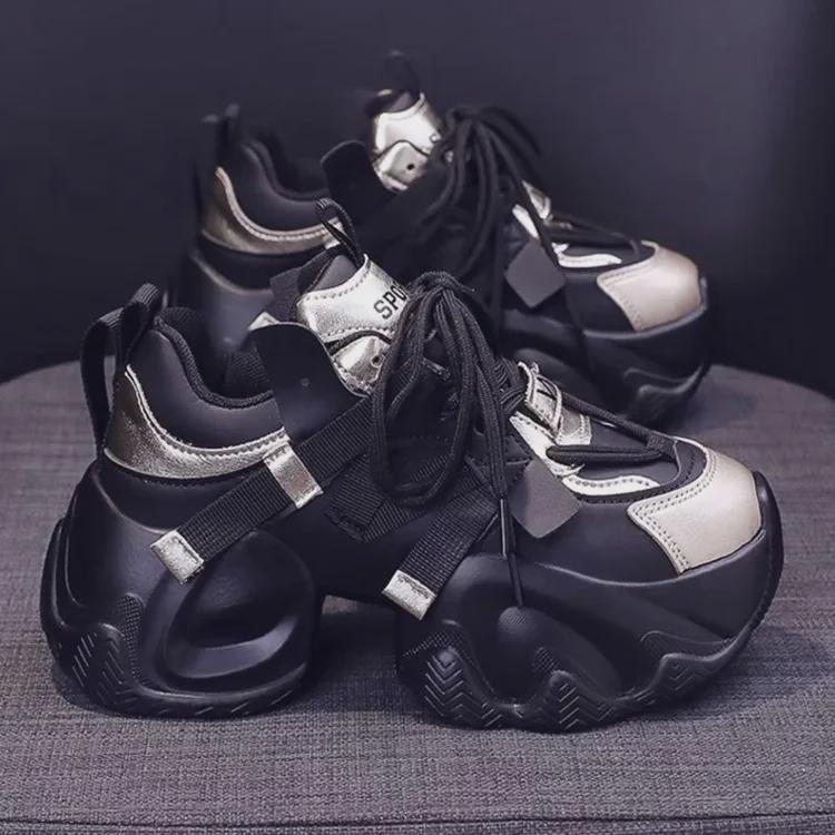 Korean Spring 2024 Women's Dad Sneakers: Casual Height-Boosting Run Shoes