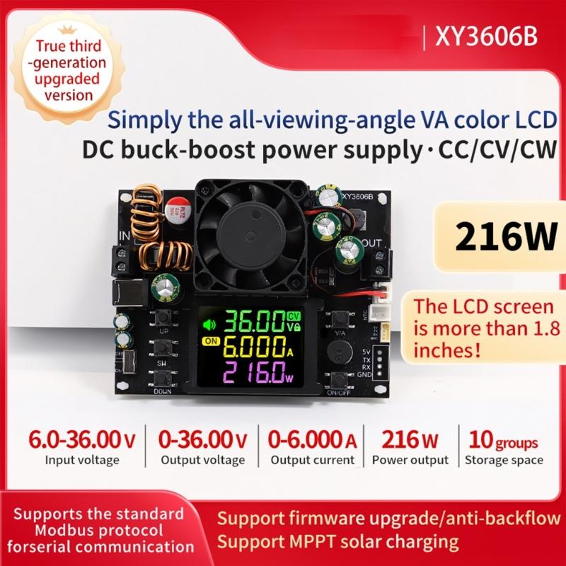XY3606B 216 В Понижающе-повышающий регулируемый источник питания с LED-дисплеем, модуль солнечной зарядки