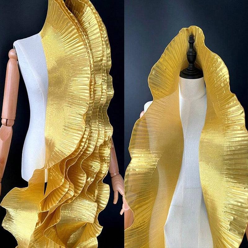 2 ярда/182 см металлическая глянцевая плиссированная волнистая кружевная лента с рюшами и 3D плиссированным краем с рюшами
