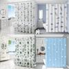 Leaf Geometric Pattern Peva Shower Curtain Waterproof Moldproof Bathroom Divider