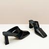 Fashion High Heels Women's Slippers Elegant Mules Shoes Square Toe Heeled Sandals 2025 Summer Pumps Classic Slingback Mujer Zapatillas