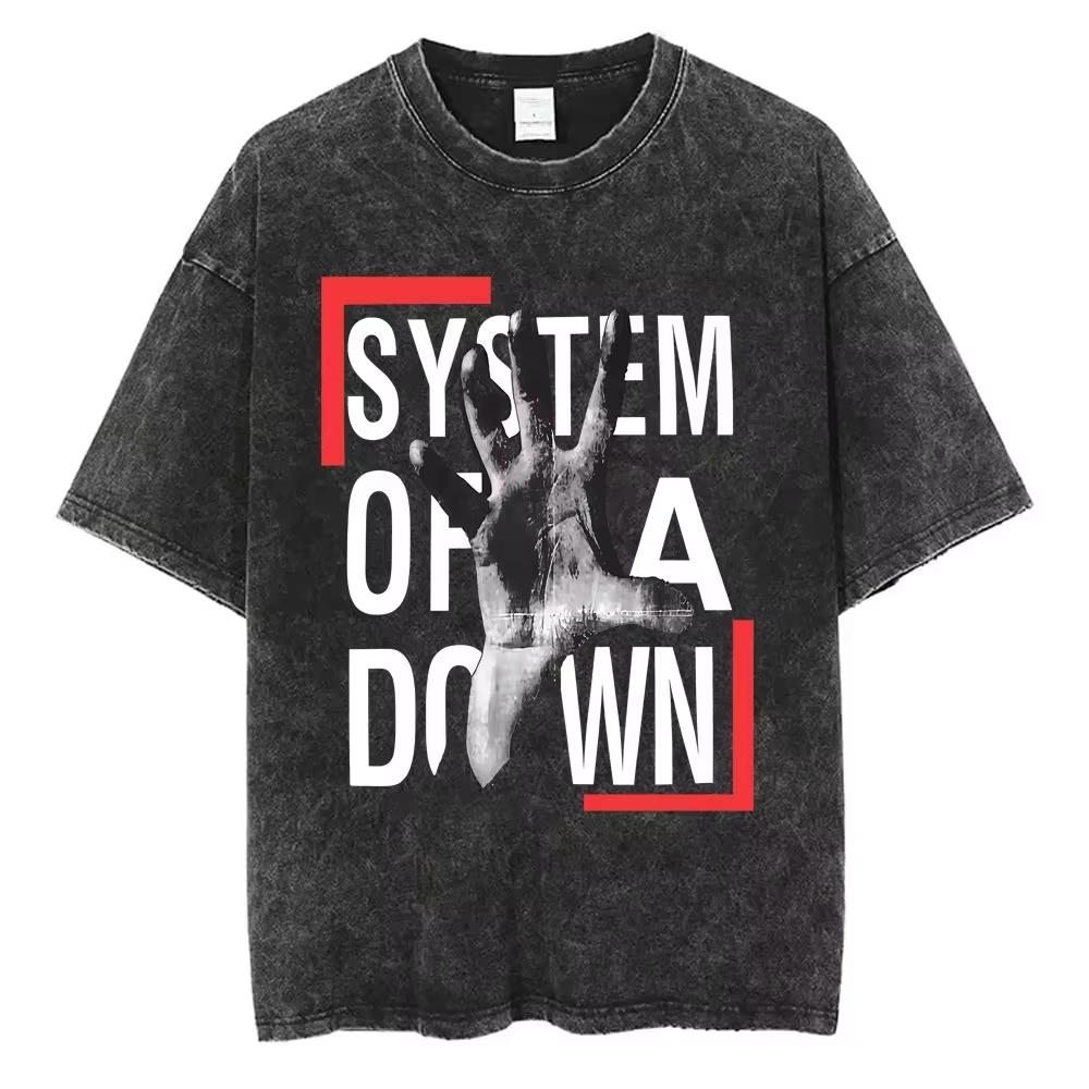 Vintage Washed System of A Down Toxicity Album Graphic T-shirt Unisex Rock Oversized Streetwear Short Sleeve Soft Cotton Breathable Tee Tops