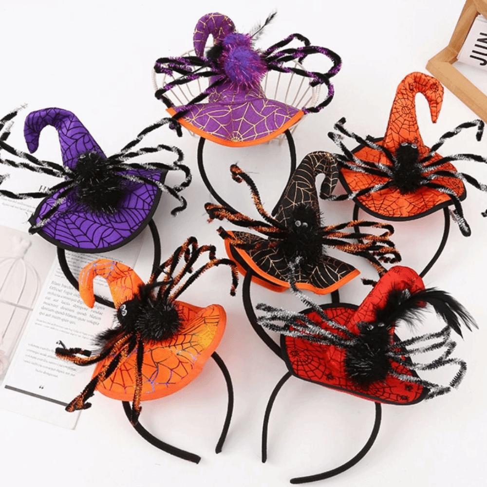 Sequin Halloween Party Hair Band Spider Cone Hat Hair Hoop Halloween Witch Hat Headband Lady