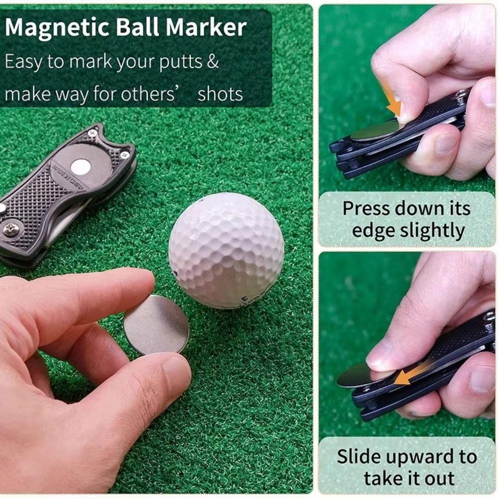 Magnetic Marker Golf Repair Tool Pop-up Button Golf Repair Fork Putting Green Fork Golf Equipment