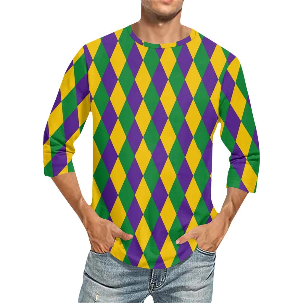 Карнавальный принт - Мужская футболка с коротким рукавом и круглым вырезом