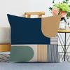 Simple Blue Geometric Lines Print Decorative Pillowcase Bedroom Living Room Square Cushion Pillowcase