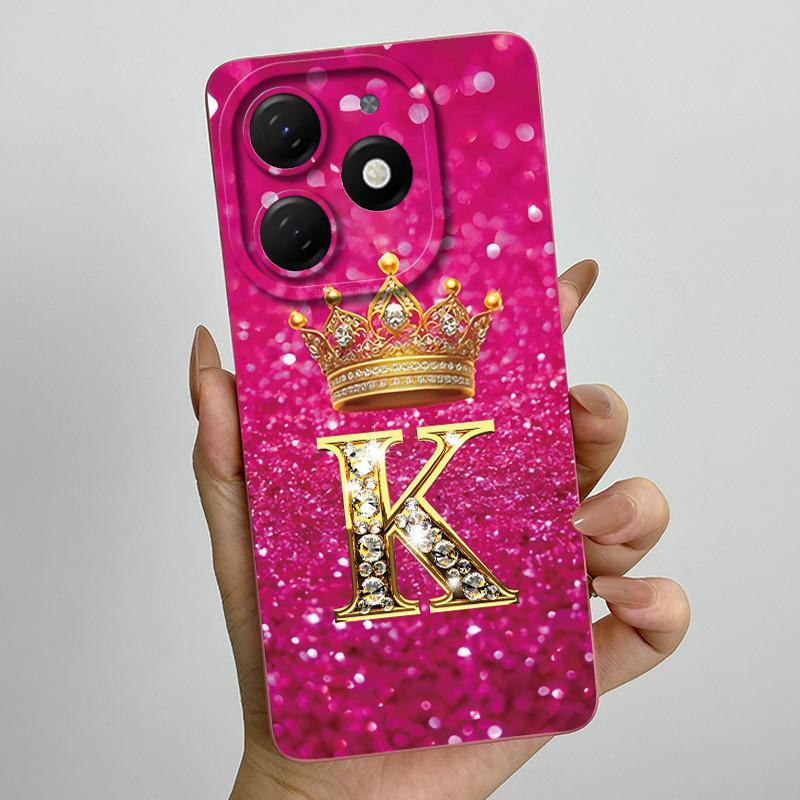 Чехол для Infinix Smart 8 X6525 Корона Буква Мягкие Чехлы для Телефона Для Infinix Smart 8 Pro Smart8 HD PLUS Защита Камеры Задняя Крышка