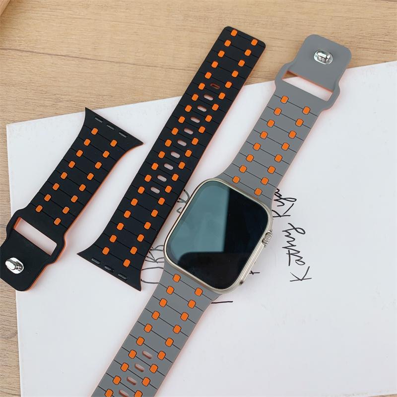Silicone Band For Apple Watch Strap 49mm 45mm 41mm 44mm 40mm 38 42mm 46mm Bracelet Correa Iwatch Series 10 9 8 7 6 5 3 SE Ultra