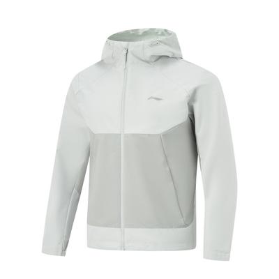 Повседневная ветровка с капюшоном серии Li Ning Fitness для мужчин, верхняя одежда, серая AWBU059-7