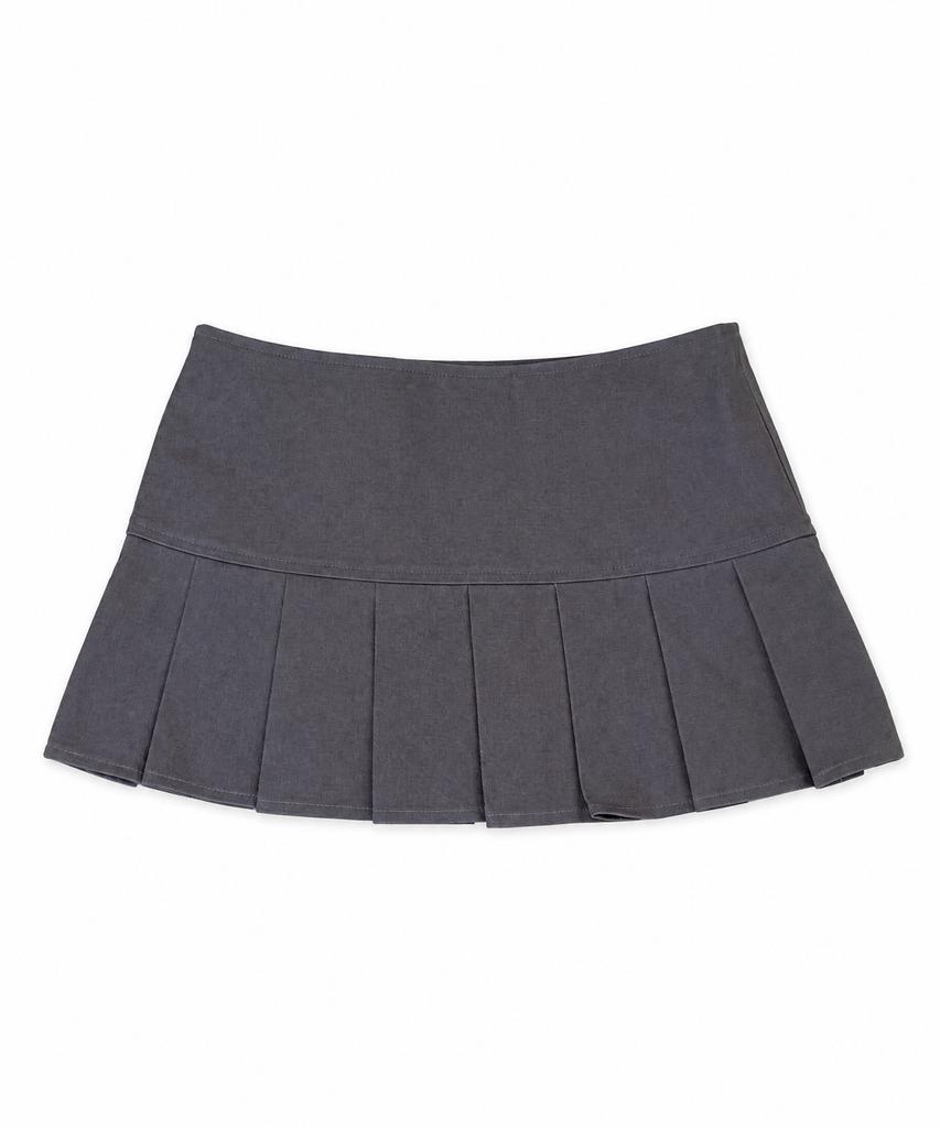 DRYROSE Button Pleated Skirt (Charcoal)