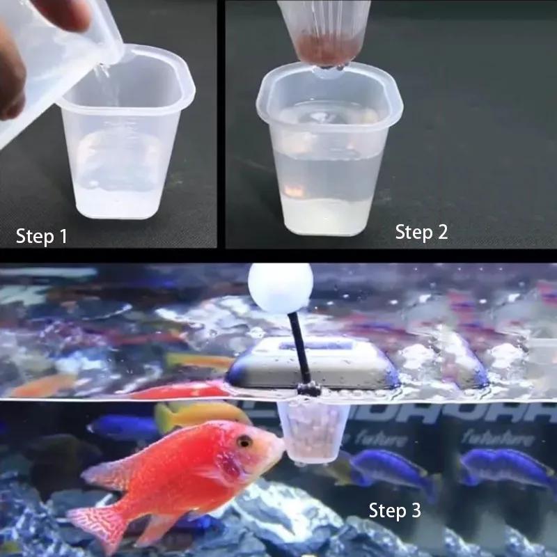 1pc Plastic Feeder Set With Suction Cup For Aquarium Red Worm Feeding Fish Tank Cone Live Food Tapered Hopper Basket Supplies