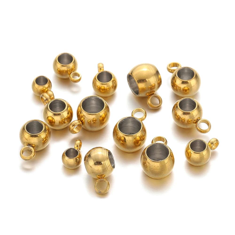 20pcs Stainless Steel Spacer Beads Pendant Charms Clasps Gold Color Bail Beads for DIY Jewelry Making Findings Hole 2-4mm Beads