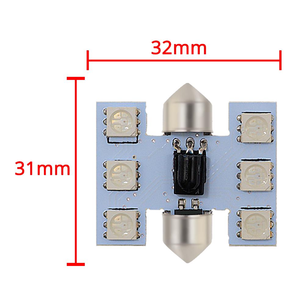 2X C5W Car Led RGB 5050 6SMD 31/36/39/41mm Festoon Dome Car Door Lights Automobile Remote Controller Colorful Reading Lamps Roof Atmosphere Bulbs