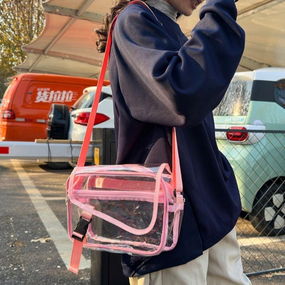 Transparent Shoulder Bag Zipper Tote Handbag Simple Fashion Crossbody Bag Concerts