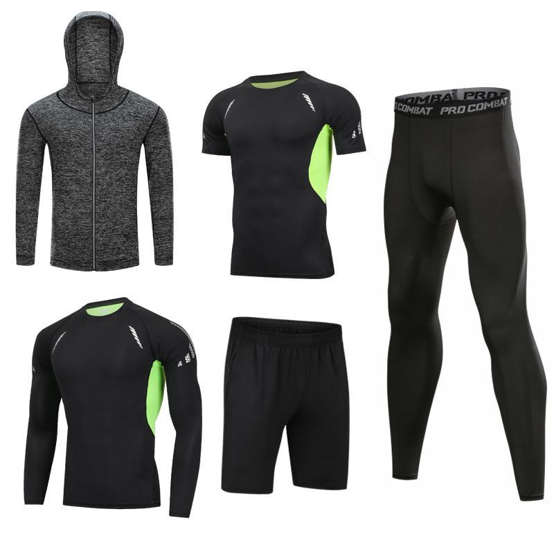 Men's 5-Piece Quick-Dry Sports & Fitness Set: Gym, Running, Basketball - All Seasons