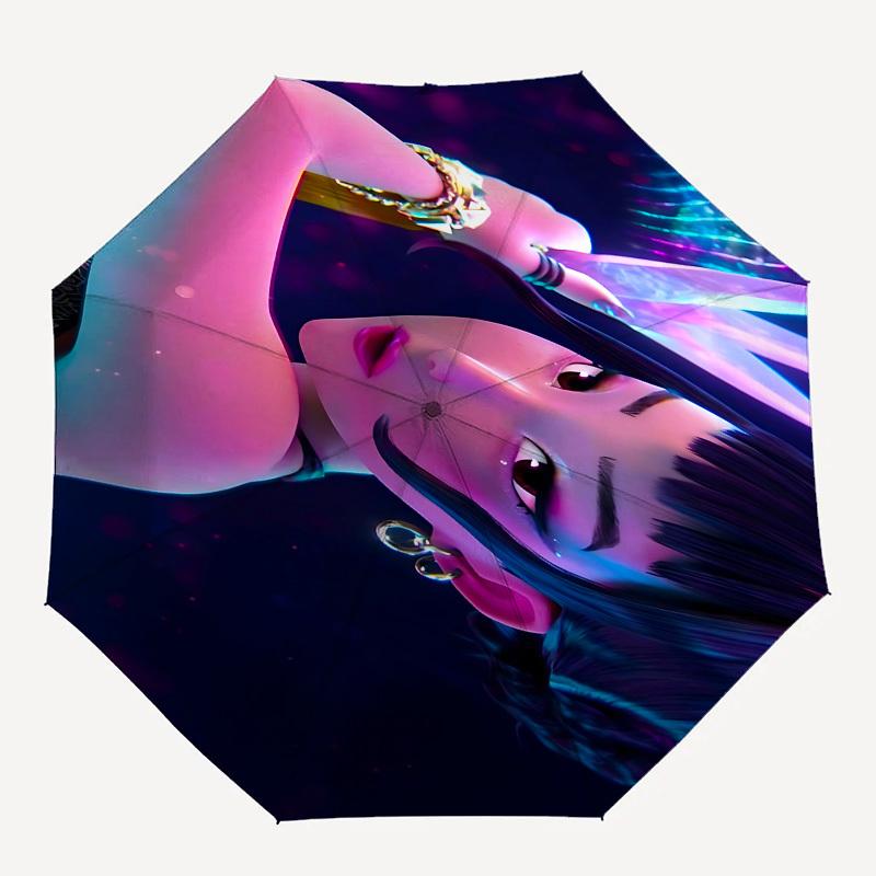 Автоматический зонт с тематикой K-POP и Аниме-девушек - 8 спиц, Подходит для отдыха и прогулок, Наружный аксессуар, Готич.