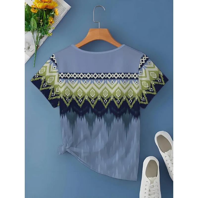 Летняя женская футболка с принтом, повседневная, с коротким рукавом, 3D футболки, модная уличная одежда, пуловер с V-образным вырезом, женская одежда, футболка