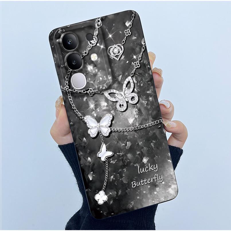 Чехол для телефона Vivo Y29 4G Модный Минимализм Масляная Живопись Цветок Мягкий Жидкий Силикон Задняя Крышка Для Vivo Y 29 4G Fundas