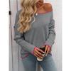 Autumn Casual Contrasting Color Pullover Knitted Top 2024 New Women's Clothing Round Neck Long Sleeved Sweater