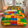 Custom Name Blocks Bedding 3 Piece Set HD Print Duvet Cover Pillowcases for Teens Adult Home Bedroom Decoration Christmas Gift