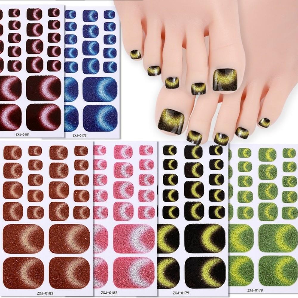 6Sheets Shimmering Glitter Toenail Stickers Colorful Toe Nail Sticker  Summer Use