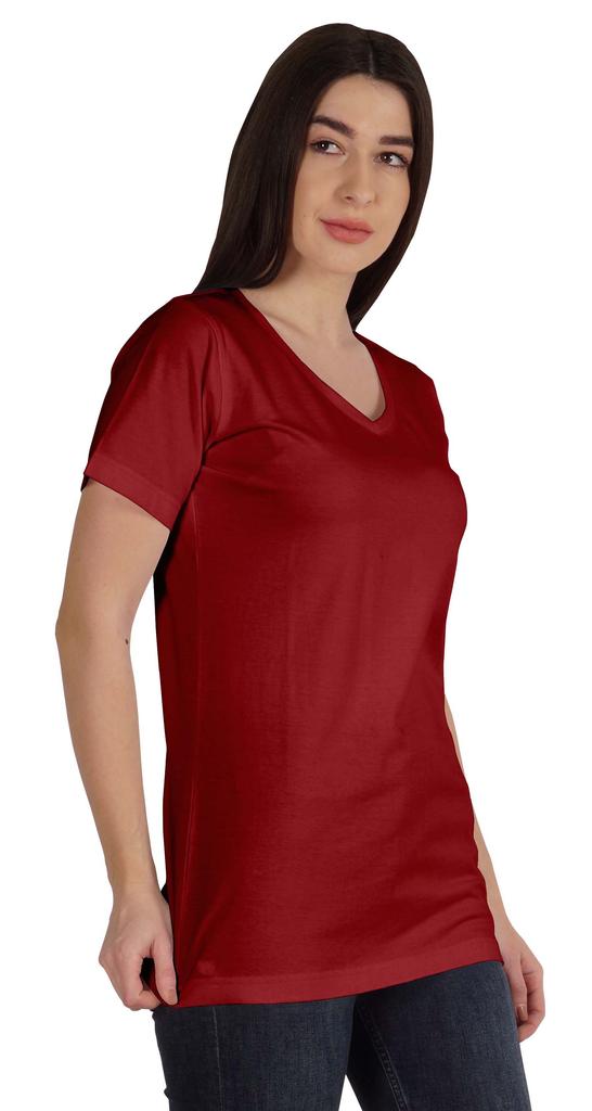 Inkmeso Basic V-neck Jersey T-shirt Short Sleeve Long Length Tee Workout Top For