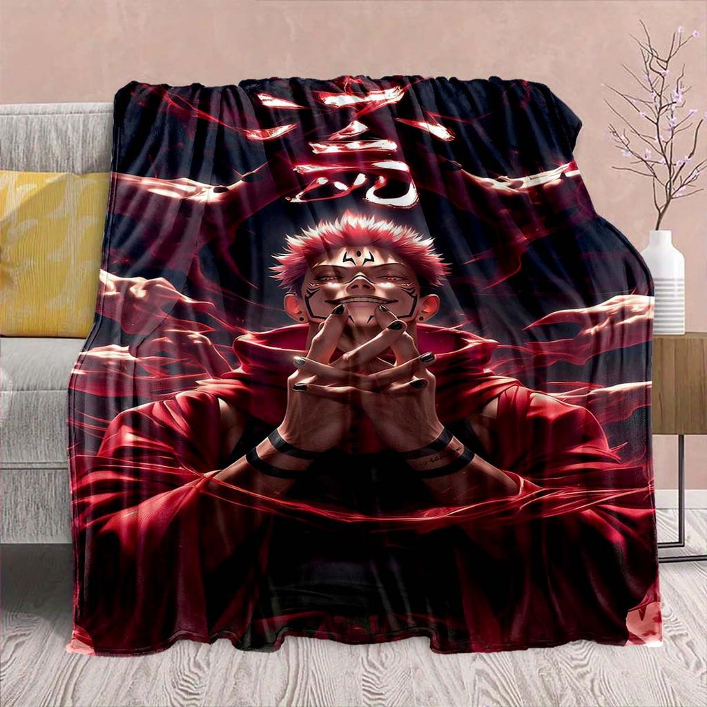 Jujutsu Kaisen Anime Flannel Blanket - Soft Warm Perfect for Sofa, Bedding Camping Travel Office Home Decor -QJY