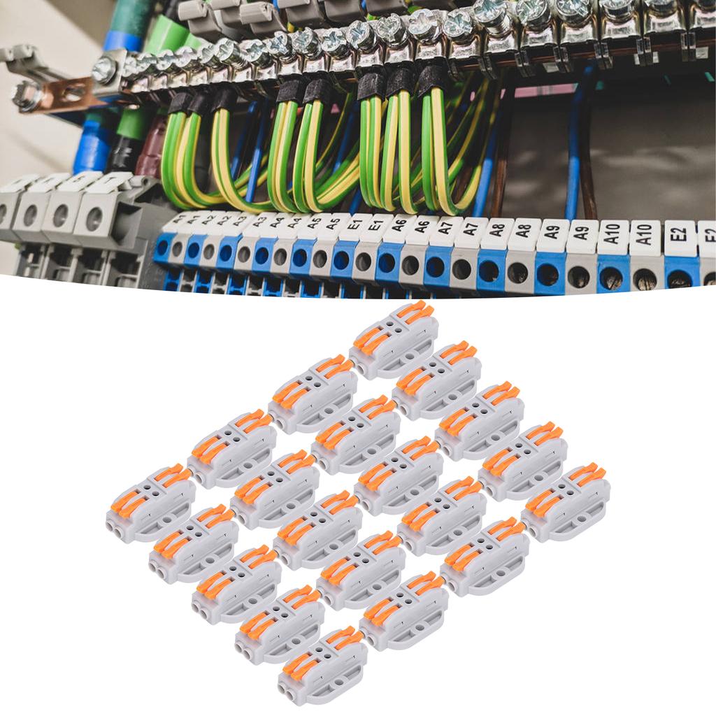 20Pcs Lever Nut Wire Connectors Quick Compact Splice Conductors Push In Terminal Block 223‑2P