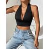 Летний сексуальный топ-бандо без рукавов с открытой спиной, женский модный облегающий повседневный простой однотонный короткий топ-майка, женская уличная одежда, элегантная одежда