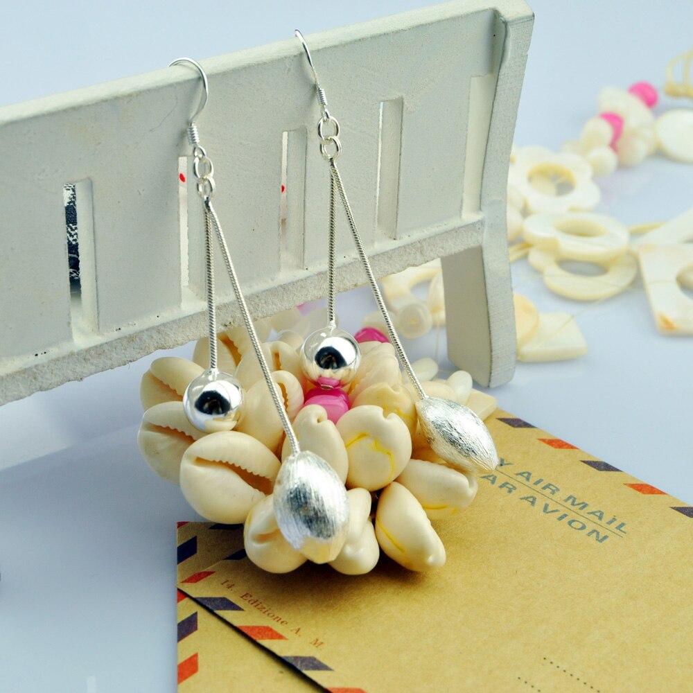 Серьги из стерлингового серебра 925 пробы, женские богемные матовые кулоны из бисера, очаровательные ювелирные изделия, неаллергические серьги, вечерние модные аксессуары