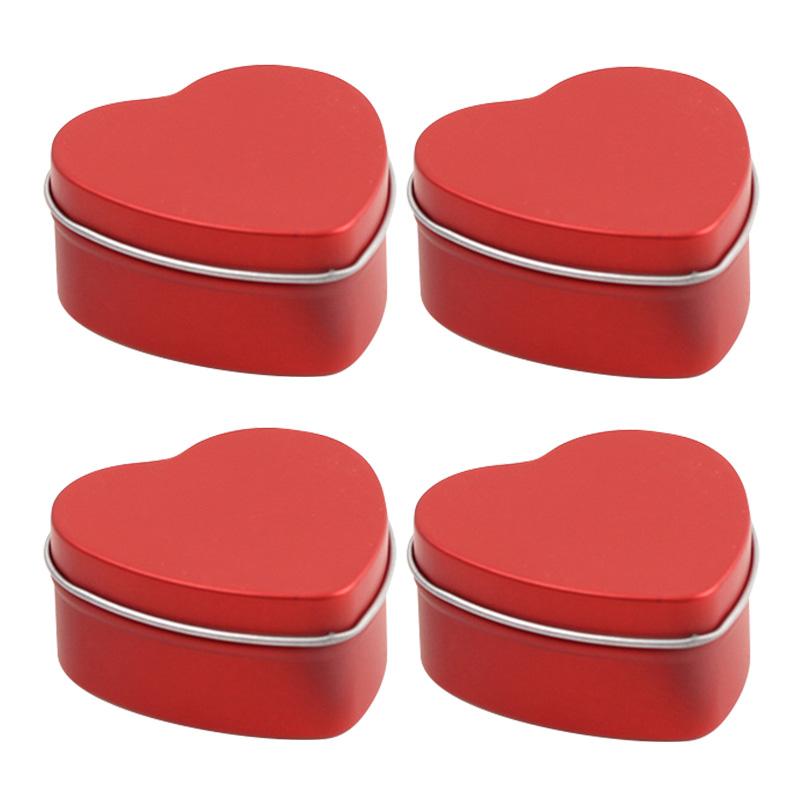 4 шт. Жестяная коробка, шкатулка для украшений, коробка для конфет, красная в форме сердца, портативная подарочная упаковочная коробка, коробка для хранения, День святого Валентина, мини