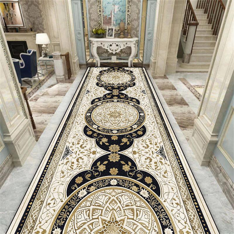 Роскошный красный ковер для коридора, нескользящий, для лестницы, украшение прихожей, домашние напольные коврики, моющийся, ковровая дорожка, настраиваемый ковер для прохода