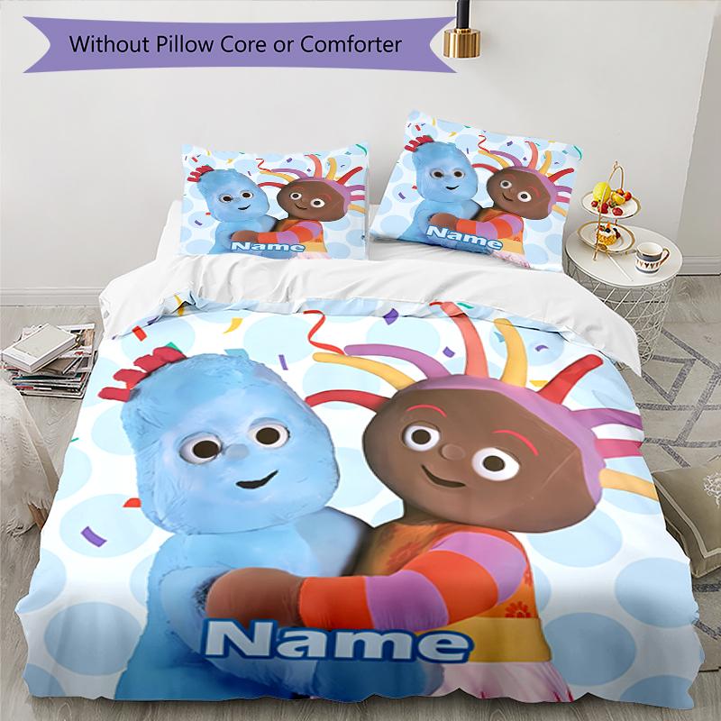 3pcs Custom Name In the Night Garden Bedding Set Duvet Cover Closure Includes 1 Duvet Cover & 2 Pillowcases, Soft and Comfortable for All Seasons.